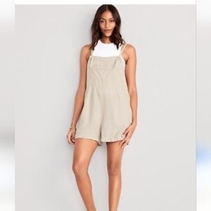 Rusty Womens Linen Beige Short Overalls Size Small